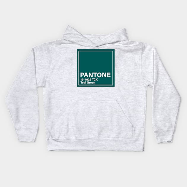 pantone 19-4922 TCX Teal Green Kids Hoodie by princessmi-com